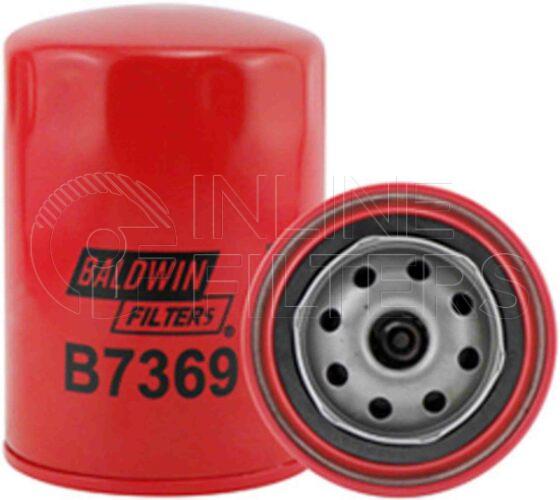 Baldwin B7369. Lube Filter Product – Brand Specific Baldwin – Spin On Product Spin on lube filter element Lube Spin-on Replaces Weichai Power 12272453; CLARCOR Filtration (China) WB202B Height 130.2 OD 91.3 Thread 3/4-16 UN Contains Anti-Drainback Valve;20 PSID By-Pass Valve