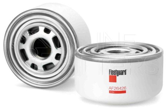 Fleetguard AF26426. Air Filter Product – Brand Specific Fleetguard – Breather Product Fleetguard filter product Air Filter. Main Cross Reference is Terex 15246949. Flame Retardant Media: No. Flow Direction: Outside In. Fleetguard Part Type: AIRBREAT