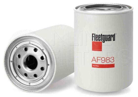 Fleetguard AF983. Air Filter. Main Cross Reference is Heil 75A506. Fleetguard Part Type: AF. Comments: Hydraulic Air.