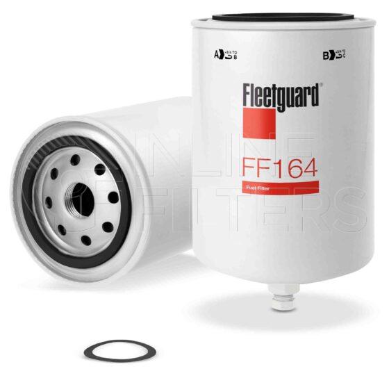 Fleetguard FF164. Fuel Filter Product – Brand Specific Fleetguard – Spin On Product Fleetguard filter product Fuel Filter. Main Cross Reference is Galion D73246. Efficiency TWA by SAE J 1858: 96 % (96 %). Micron Rating by SAE J 1858: 20 micron (20 micron). Fleetguard Part Type: FF_SPIN