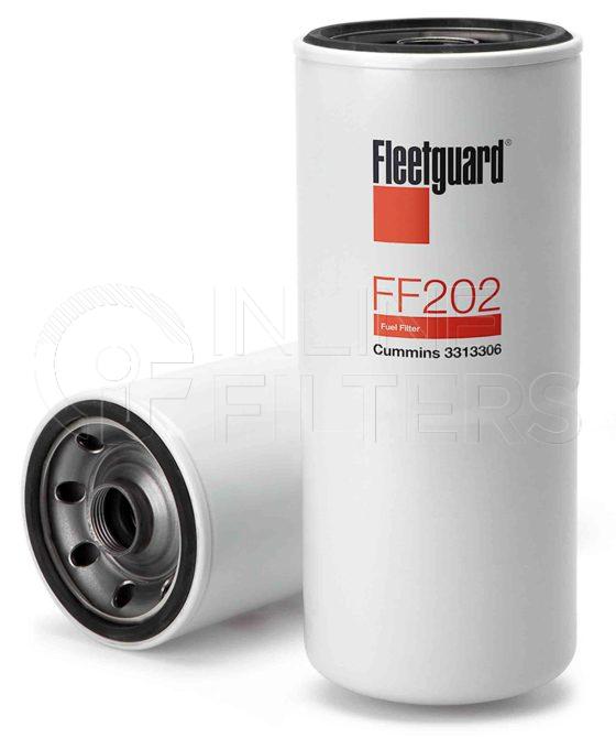 Fleetguard FF202. Fuel Filter Product – Brand Specific Fleetguard – Spin On Product Fleetguard filter product Fuel Filter. For Upgrade use FF5346. For Service Part use 3304274S. Main Cross Reference is Cummins 299202. Efficiency TWA by SAE J 1985: 96 % (96 %). Micron Rating by SAE J 1985: 20 micron (20 micron). Fleetguard Part Type: FF_SPIN