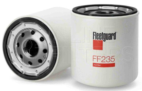 Fleetguard FF235. Fuel Filter Product – Brand Specific Fleetguard – Spin On Product Fleetguard filter product Fuel Filter. Main Cross Reference is Ford E0HT9155C2A. Efficiency TWA by SAE J 1858: 97 % (97 %). Micron Rating by SAE J 1858: 20 micron (20 micron). Fleetguard Part Type: FF_SPIN