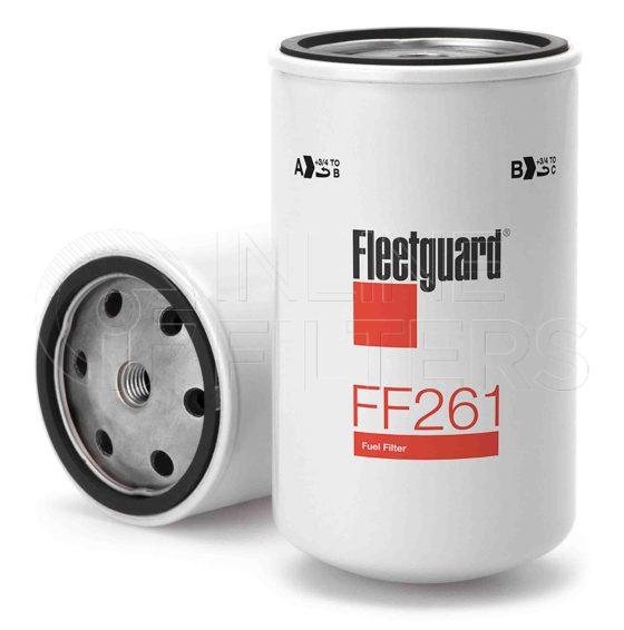 Fleetguard FF261. Fuel Filter Product – Brand Specific Fleetguard – Spin On Product Fleetguard filter product Fuel Filter. Main Cross Reference is Caterpillar 2998229. Flow Direction: Outside In. Fleetguard Part Type: FF