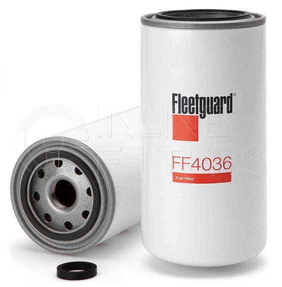 Fleetguard FF4036. Fuel Filter. Main Cross Reference is Rolls Royce OE42873. Fleetguard Part Type: FF_SPIN.