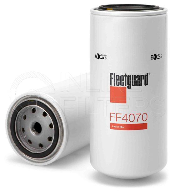 Fleetguard FF4070. Fuel Filter Product – Brand Specific Fleetguard – Spin On Product Fleetguard filter product Fuel Filter. For Stratapore version use FF5313. Main Cross Reference is Leyland Daf BL 247138. Fleetguard Part Type FF_SPIN