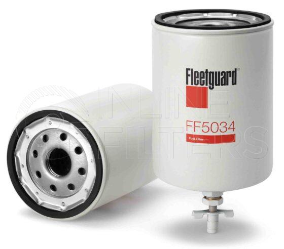 Fleetguard FF5034. Fuel Filter Product – Brand Specific Fleetguard – Spin On Product Fleetguard filter product Fuel Filter. Main Cross Reference is Vauxhall GM 25011285. Efficiency TWA by SAE J 1858: 97 % (97 %). Micron Rating by SAE J 1858: 20 micron (20 micron). Fleetguard Part Type: FF_SPIN