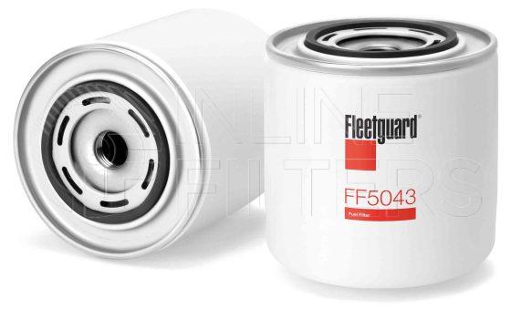 Fleetguard FF5043. Fuel Filter Product – Brand Specific Fleetguard – Spin On Product Fleetguard filter product Fuel Filter. Main Cross Reference is Iveco 1901607. Fleetguard Part Type: FF_SPIN. Comments: Fiat 8830319, 8827122, 8827279