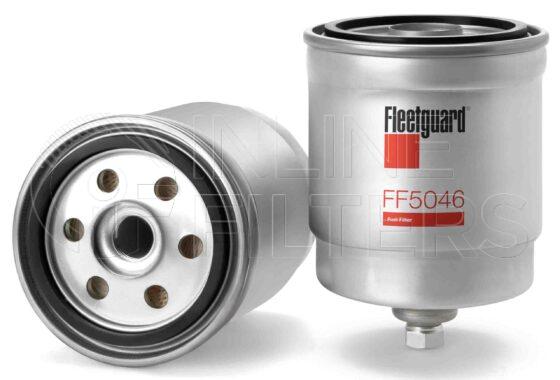Fleetguard FF5046. Fuel Filter Product – Brand Specific Fleetguard – Spin On Product Fleetguard filter product Fuel Filter. For Service Part use SP1169. Main Cross Reference is Bosch 1457434099. Flow Direction: Outside In. Fleetguard Part Type: FF_SPIN. Comments: Secondary Fuel used with FF5047