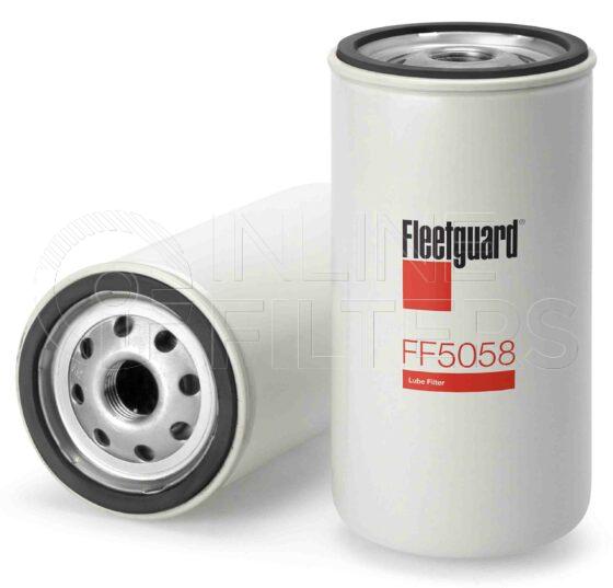 Fleetguard FF5058. Fuel Filter Product – Brand Specific Fleetguard – Spin On Product Fleetguard filter product Fuel Filter. For Short version use FF5304. Main Cross Reference is Komatsu 6003118220. Efficiency TWA by SAE J 1858: 97 % (97 %). Micron Rating by SAE J 1858: 20 micron (20 micron). Fleetguard Part Type: FF_SPIN
