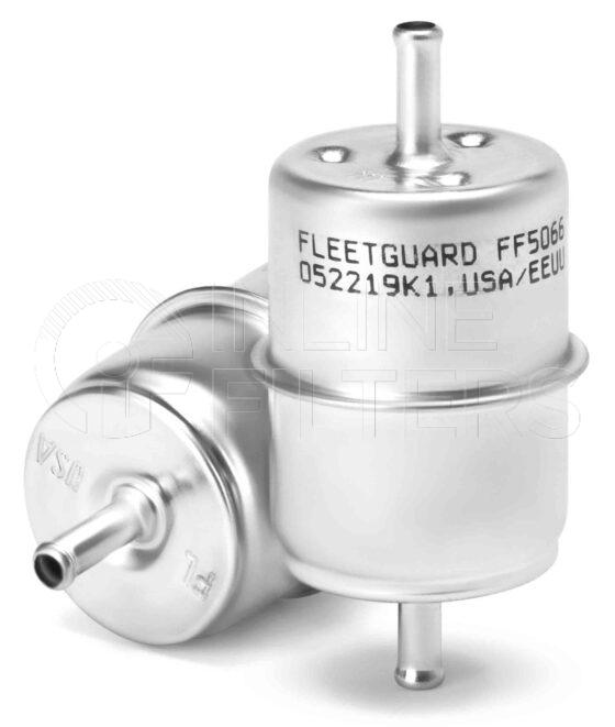 Fleetguard FF5066. Fuel Filter Product – Brand Specific Fleetguard – In Line Product Fleetguard filter product Fuel Filter. Main Cross Reference is Fram G1. Efficiency TWA by SAE J 1858: 0 % (0 %). Micron Rating by SAE J 1858: 0 micron (0 micron). Fleetguard Part Type: FF_INLIN. Comments: In-Line Fuel