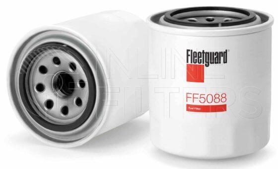 Fleetguard FF5088. Fuel Filter Product – Brand Specific Fleetguard – Spin On Product Fleetguard filter product Fuel Filter. Main Cross Reference is Mitsubishi ME016823. Free Water Separation: 0.0. Fleetguard Part Type: FF_SPIN