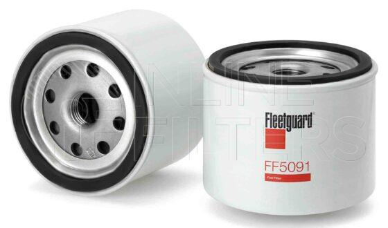 Fleetguard FF5091. Fuel Filter Product – Brand Specific Fleetguard – Spin On Product Fleetguard filter product Fuel Filter. Main Cross Reference is Ford E6HZ9365B. Efficiency TWA by SAE J 1858: 97 % (97 %). Micron Rating by SAE J 1858: 20 micron (20 micron). Fleetguard Part Type: FF_SPIN