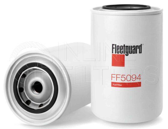 Fleetguard FF5094. Fuel Filter Product – Brand Specific Fleetguard – Spin On Product Fleetguard filter product Fuel Filter. Main Cross Reference is Fiat Allis 74788503. Efficiency TWA by SAE J 1858: 97 % (97 %). Micron Rating by SAE J 1858: 20 micron (20 micron). Fleetguard Part Type: FF_SPIN