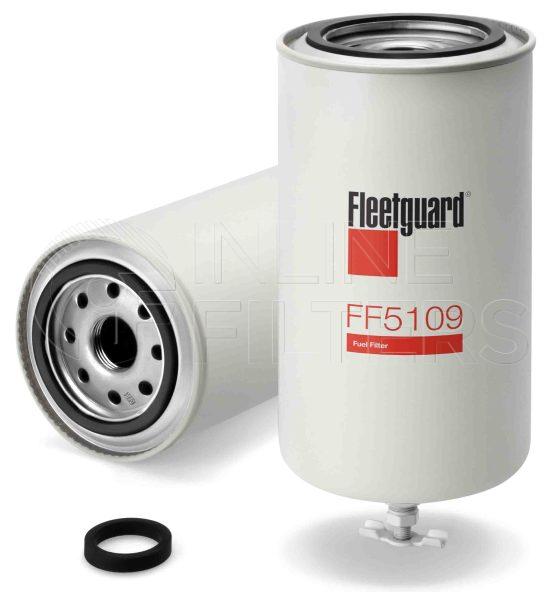 Fleetguard FF5109. Fuel Filter Product – Brand Specific Fleetguard – Spin On Product Fleetguard filter product Fuel Filter. Main Cross Reference is Fiat Allis 74321716. Efficiency TWA by SAE J 1858: 97 % (97 %). Micron Rating by SAE J 1858: 20 micron (20 micron). Fleetguard Part Type: FF_SPIN