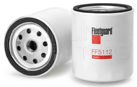 Fleetguard FF5112. Fuel Filter Product – Brand Specific Fleetguard – Spin On Product Fleetguard filter product Fuel Filter. Main Cross Reference is Mercedes 10920501. Efficiency TWA by SAE J 1858: 99 % (99 %). Micron Rating by SAE J 1858: 20 micron (20 micron). Fleetguard Part Type: FF_SPIN