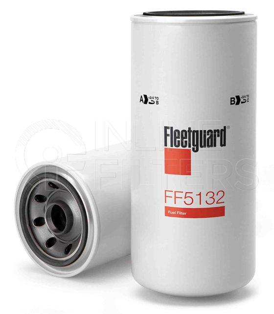 Fleetguard FF5132. Fuel Filter Product – Brand Specific Fleetguard – Spin On Product Fleetguard filter product Fuel Filter. Main Cross Reference is Caterpillar 8N3080. Efficiency TWA by SAE J 1858: 100 % (100 %). Micron Rating by SAE J 1858: 20 micron (20 micron). Fleetguard Part Type: FF_SPIN