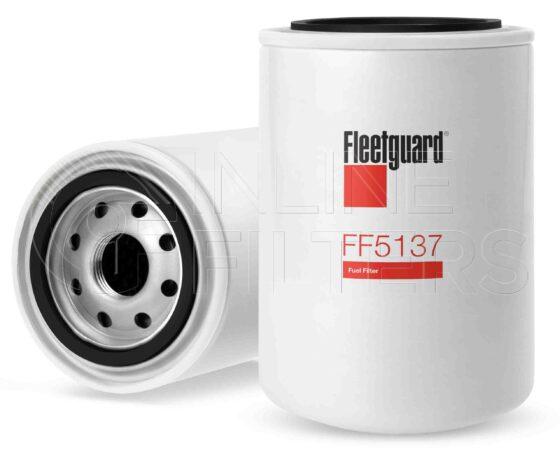 Fleetguard FF5137. Fuel Filter Product – Brand Specific Fleetguard – Spin On Product Fleetguard filter product Fuel Filter. Main Cross Reference is Hino 234011400. Efficiency TWA by SAE J 1858: 96 % (96 %). Micron Rating by SAE J 1858: 20 micron (20 micron). Fleetguard Part Type: FF_SPIN