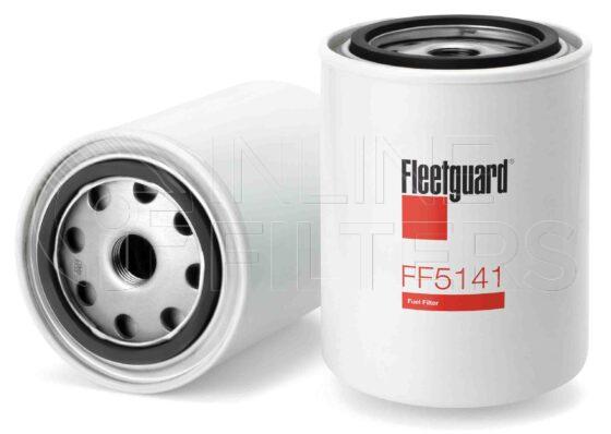 Fleetguard FF5141. Fuel Filter Product – Brand Specific Fleetguard – Spin On Product Fleetguard filter product Fuel Filter. For Service Part use 3836008. Main Cross Reference is Isuzu X13240024. Efficiency TWA by SAE J 1858: 96 % (96 %). Micron Rating by SAE J 1858: 20 micron (20 micron). Fleetguard Part Type: FF_SPIN