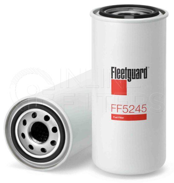 Fleetguard FF5245. Fuel Filter Product – Brand Specific Fleetguard – Spin On Product Fleetguard filter product Fuel Filter. Main Cross Reference is Caterpillar 1R0740. Efficiency TWA by SAE J 1858: 99 % (99 %). Micron Rating by SAE J 1858: 20 micron (20 micron). Fleetguard Part Type: FF_SPIN. Comments: Downsize version of FF185