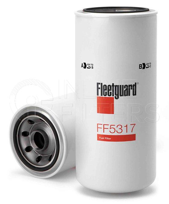 Fleetguard FF5317. Fuel Filter Product – Brand Specific Fleetguard – Undefined Product Fleetguard filter product Fuel Filter. For Upgrade use FF5810NN. Main Cross Reference is Caterpillar 1R0755. Efficiency TWA by SAE J 1985: 98.7 % (98.7 %). Micron Rating by SAE J 1985: 5 micron (5 micron). Fleetguard Part Type: FF
