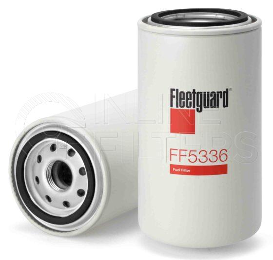 Fleetguard FF5336. Fuel Filter Product – Brand Specific Fleetguard – Spin On Product Fleetguard filter product Fuel Filter. For Standard version use FF185. Main Cross Reference is Donaldson EFF9096. Efficiency TWA by SAE J 1858: 99 % (99 %). Micron Rating by SAE J 1858: 20 micron (20 micron). Fleetguard Part Type: FF_SPIN. Comments: Synthetic Media Version