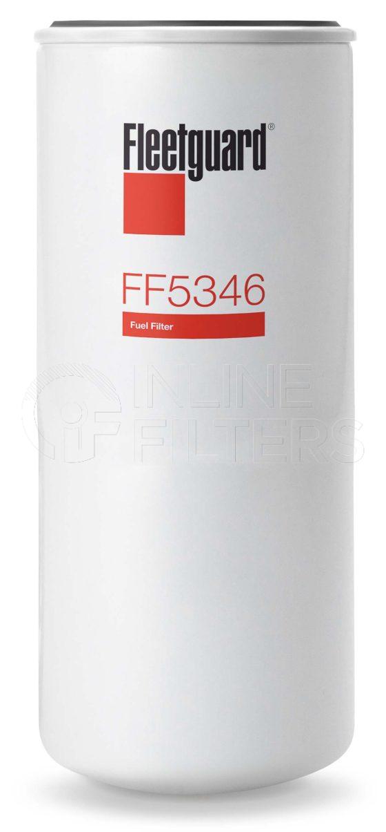 Fleetguard FF5346. Fuel Filter Product – Brand Specific Fleetguard – Spin On Product Fleetguard filter product Fuel Filter. For Standard version use FF202. Efficiency TWA by SAE J 1858: 99 % (99 %). Micron Rating by SAE J 1858: 20 micron (20 micron). Fleetguard Part Type: FF. Comments: Synthetic Media Version