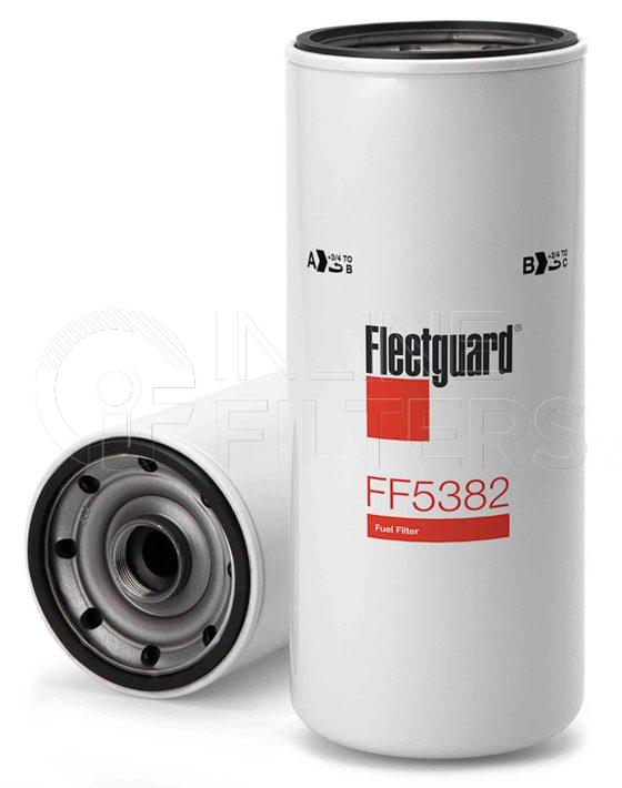 Fleetguard FF5382. Fuel Filter Product – Brand Specific Fleetguard – Spin On Product Fleetguard filter product Fuel Filter. Main Cross Reference is Mack 483GB471M. Efficiency TWA by SAE J 1985: 98.7 % (98.7 %). Micron Rating by SAE J 1985: 8 micron (8 micron). Fleetguard Part Type: FF_SECSP