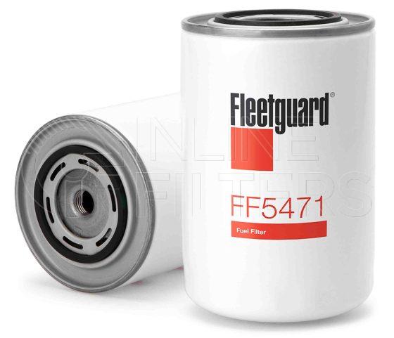 Fleetguard FF5471. Fuel Filter Product – Brand Specific Fleetguard – Spin On Product Fleetguard filter product Fuel Filter. For Upgrade use FF5861. Main Cross Reference is Iveco 500315480. Efficiency TWA by SAE J 1858: 98 % (98 %). Micron Rating by SAE J 1858: 4 micron (4 micron). Fleetguard Part Type: FF_SPIN