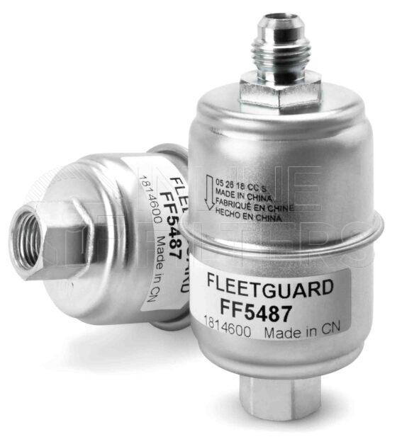 Fleetguard FF5487. Fuel Filter Product – Brand Specific Fleetguard – In Line Product Fleetguard filter product Fuel Filter. Main Cross Reference is John Deere RE38818. Fleetguard Part Type: FF_INLIN. Comments: John Deere 744H Loader
