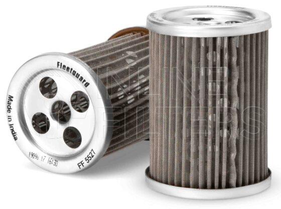 Fleetguard FF5527. Fuel Filter Product – Brand Specific Fleetguard – Strainer Product Fleetguard filter product Fuel Filter. Main Cross Reference is Caterpillar 9M2341. Efficiency TWA by SAE J 1985: 0 % (0 %). Micron Rating by SAE J 1985: 195 micron (195 micron). Fleetguard Part Type: STRAINR. Comments: Wire mesh strainer