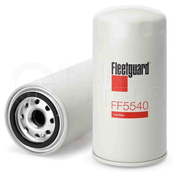 Fleetguard FF5540. Fuel Filter Product – Brand Specific Fleetguard – Spin On Product Fleetguard filter product Fuel Filter. Main Cross Reference is Cummins 5317717. Free Water Separation: 0.0. Fleetguard Part Type: FF. Comments: FF5814 (Nanonet) can be used in place of FF5540