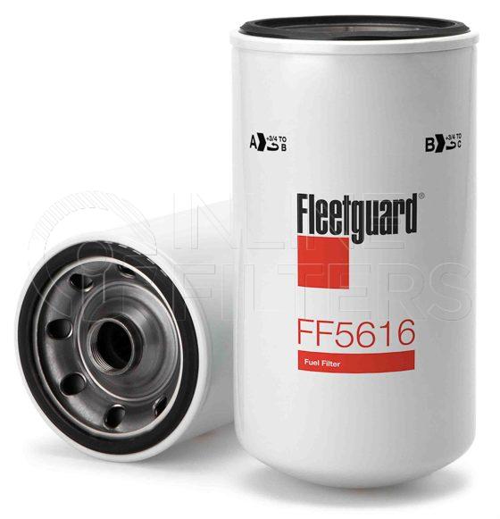 Fleetguard FF5616. Fuel Filter Product – Brand Specific Fleetguard – Spin On Product Fleetguard filter product Fuel Filter. Main Cross Reference is Euclid E12978047. Efficiency TWA by SAE J 1985: 97 % (97 %). Micron Rating by SAE J 1985: 20 micron (20 micron). Fleetguard Part Type: FF_SPIN