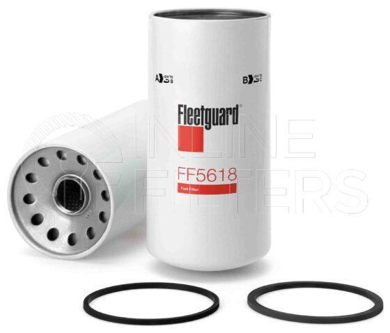 Fleetguard FF5618. Fuel Filter Product – Brand Specific Fleetguard – Spin On Product Fleetguard filter product Fuel Filter. Efficiency TWA by SAE J 1985: 98.7 % (98.7 %). Micron Rating by SAE J 1985: 25 micron (25 micron). Fleetguard Part Type: FF_SPIN. Comments: Fuel Island Filtration Applications