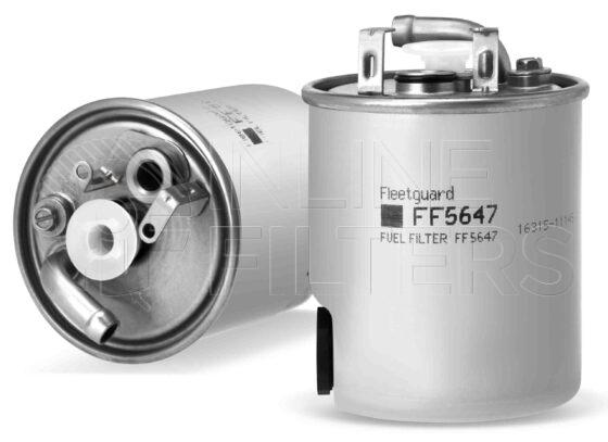 Fleetguard FF5647. Fuel Filter. Main Cross Reference is Mercedes 6110920101. Fleetguard Part Type: FF_CART.