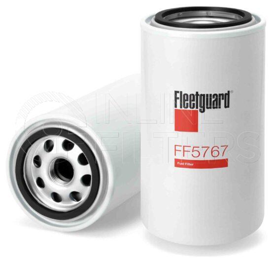 Fleetguard FF5767. Fuel Filter Product – Brand Specific Fleetguard – Spin On Product Fleetguard filter product Fuel Filter. For Standard version use FF5488. Main Cross Reference is Cummins 5301448. Fleetguard Part Type FF