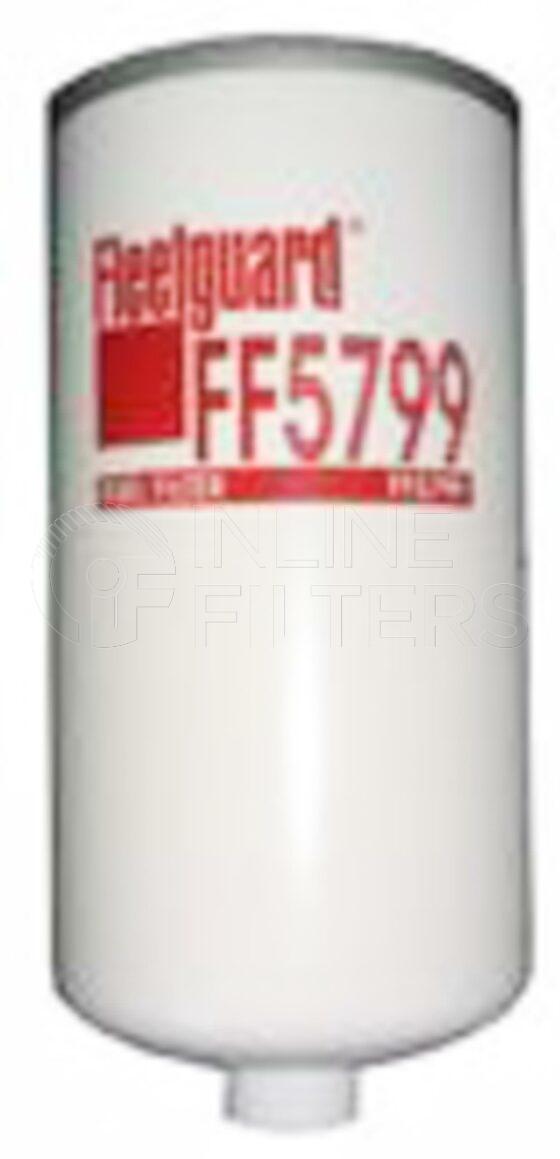 Fleetguard FF5799. Fuel Filter Product – Brand Specific Fleetguard – Undefined Product Fleetguard filter product Fuel Filter. Main Cross Reference is Volkswagen 6V201511. Flow Direction: Outside In. Fleetguard Part Type: FF