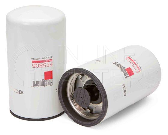 Fleetguard FF5805. FILTER-Fuel(Brand Specific) Product – Brand Specific Fleetguard – Spin On Product Fuel filter product Details Main Cross Reference is Cummins 3687820. Fleetguard Part Type FF. Cummins QSX Tier-4 with NanoNet