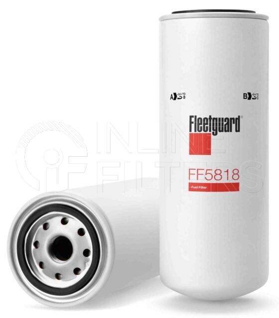 Fleetguard FF5818. Fuel Filter Product – Brand Specific Fleetguard – Spin On Product Fleetguard filter product Fuel Filter. For Standard version use FF5322. Free Water Separation: 1. Fleetguard Part Type: FF. Comments: NanoNet