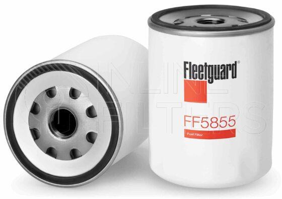 Fleetguard FF5855. Fuel Filter Product – Brand Specific Fleetguard – Spin On Product Fleetguard filter product Fuel Filter. Main Cross Reference is Volvo Penta 22377272. Free Water Separation: 0.0. Fleetguard Part Type: FF_SPIN