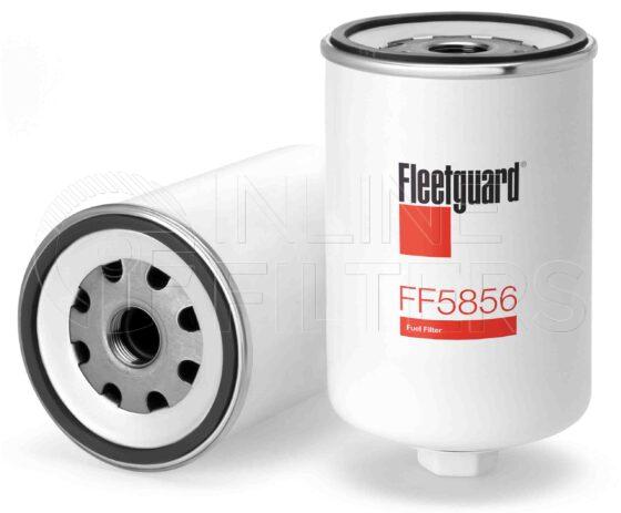 Fleetguard FF5856. Fuel Filter Product – Brand Specific Fleetguard – Spin On Product Fleetguard filter product Fuel Filter. Main Cross Reference is Liebherr 10429946. Free Water Separation: 0.0. Fleetguard Part Type: FF_SPIN