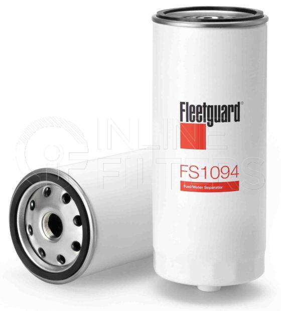 Fleetguard FS1094. Fuel Filter Product – Brand Specific Fleetguard – Spin On Product Fleetguard filter product Fuel Filter. Main Cross Reference is Deutz AG Fahr KHD 2113831. With Water in Fuel Sensor: No. Free Water Separation: 99.6. Flow Direction: Outside In. Fleetguard Part Type: FS