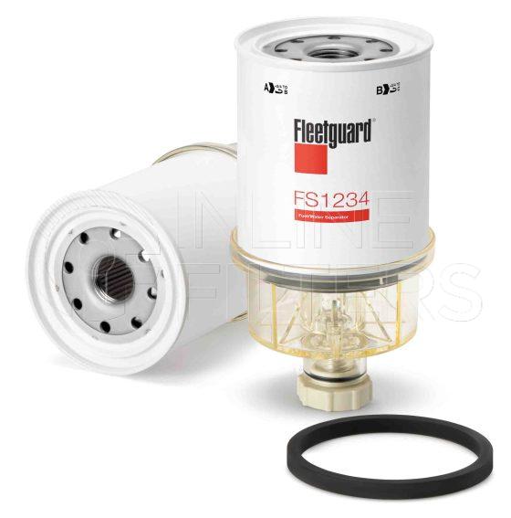 Fleetguard FS1234B. Fuel Filter Product – Brand Specific Fleetguard – Spin On Product Fleetguard filter product Fuel Filter. For Service Part use 3831871S. Fleetguard Part Type: FS_SPIN. Comments: FS1234 and Bowl assembly