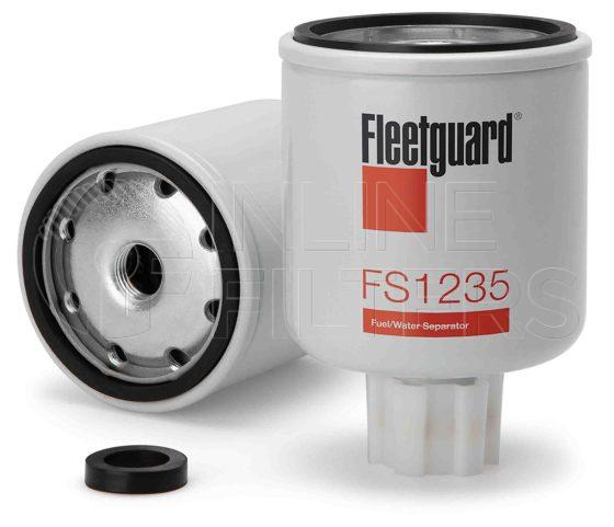 Fleetguard FS1235. Fuel Filter Product – Brand Specific Fleetguard – Spin On Product Fleetguard filter product Fuel Filter. For Metal Drain version use FS19739. Main Cross Reference is Case IHC J911213. With Water in Fuel Sensor: No. Emulsified Water Separation: 90.0. Free Water Separation: 90.0. Flow Direction: Outside In. Fleetguard Part Type: FS_SPIN