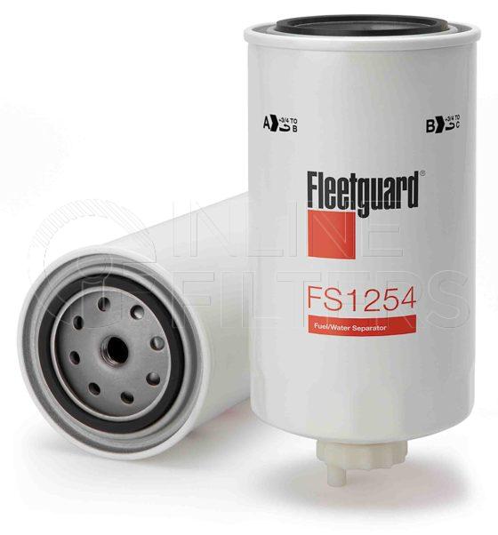 Fleetguard FS1254. Fuel Filter Product – Brand Specific Fleetguard – Spin On Product Fleetguard filter product Fuel Filter. Main Cross Reference is Iveco 1907539. With Water in Fuel Sensor: No. Flow Direction: Outside In. Fleetguard Part Type: FS_SPIN