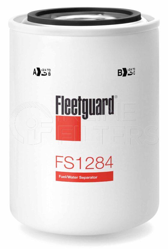 Fleetguard FS1284. Main Cross Reference is Parker HW3510. Free Water Separation: 98. Fleetguard Part Type: FS_SPIN.