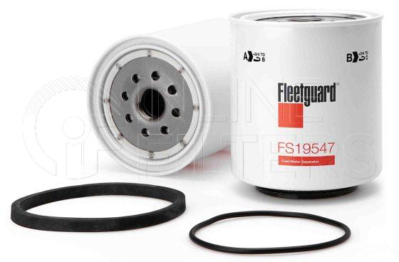 Fleetguard FS19547. Fuel Filter Product – Brand Specific Fleetguard – Spin On Product Fleetguard filter product Fuel Filter. For Service Part use 3927719S. Main Cross Reference is Racor R43. Emulsified Water Separation: 97. Free Water Separation: 97. Fleetguard Part Type: FS_SPIN. Comments: For drain only version with no sensor port use FS19931