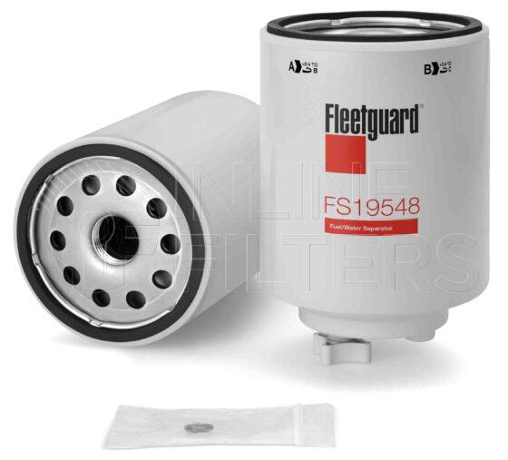 Fleetguard FS19548. Fuel Filter. Main Cross Reference is Baldwin BF1345SP. Fleetguard Part Type: FS_SPIN.