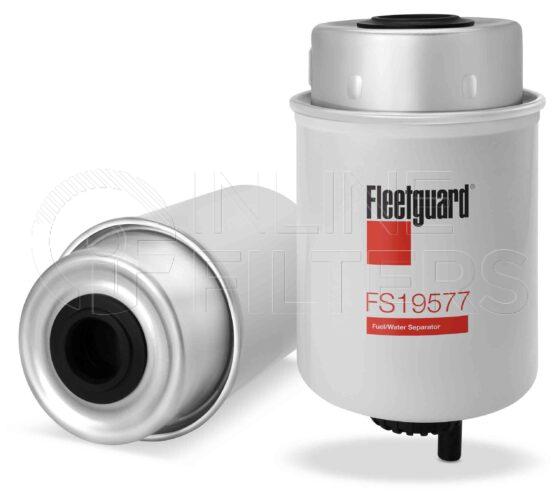 Fleetguard FS19577. Fuel Filter Product – Brand Specific Fleetguard – Spin On Product Fleetguard filter product Fuel Filter. Main Cross Reference is John Deere RE62424. Fleetguard Part Type: FF_SPIN. Comments: Pre-Filter type Use the FS19857 for the European Market