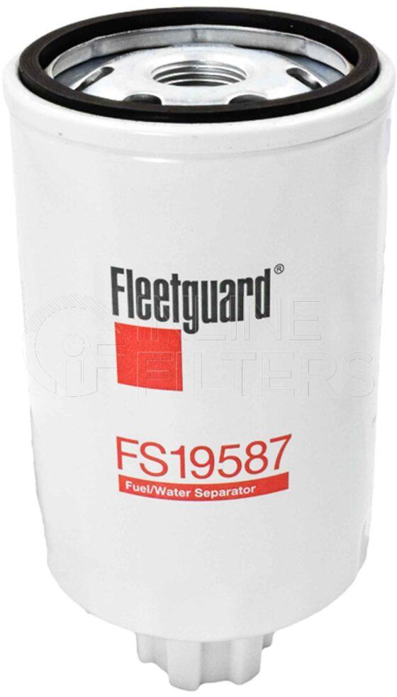 Fleetguard FS19587. FILTER-Fuel(Brand Specific) Product – Brand Specific Fleetguard – Spin On Product Fuel filter product Details Main Cross Reference is DFM 41021500A. Emulsified Water Separation – 90. Free Water Separation – 90. Fleetguard Part Type FS