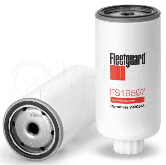 Fleetguard FS19597. Fuel Filter Product – Brand Specific Fleetguard – Gasket Product Fleetguard filter product Fuel Filter. Fleetguard Part Type: FS. Comments: Without Central Gasket Agricultural Applications For application with WIF, use FS19680 Stratapore Media